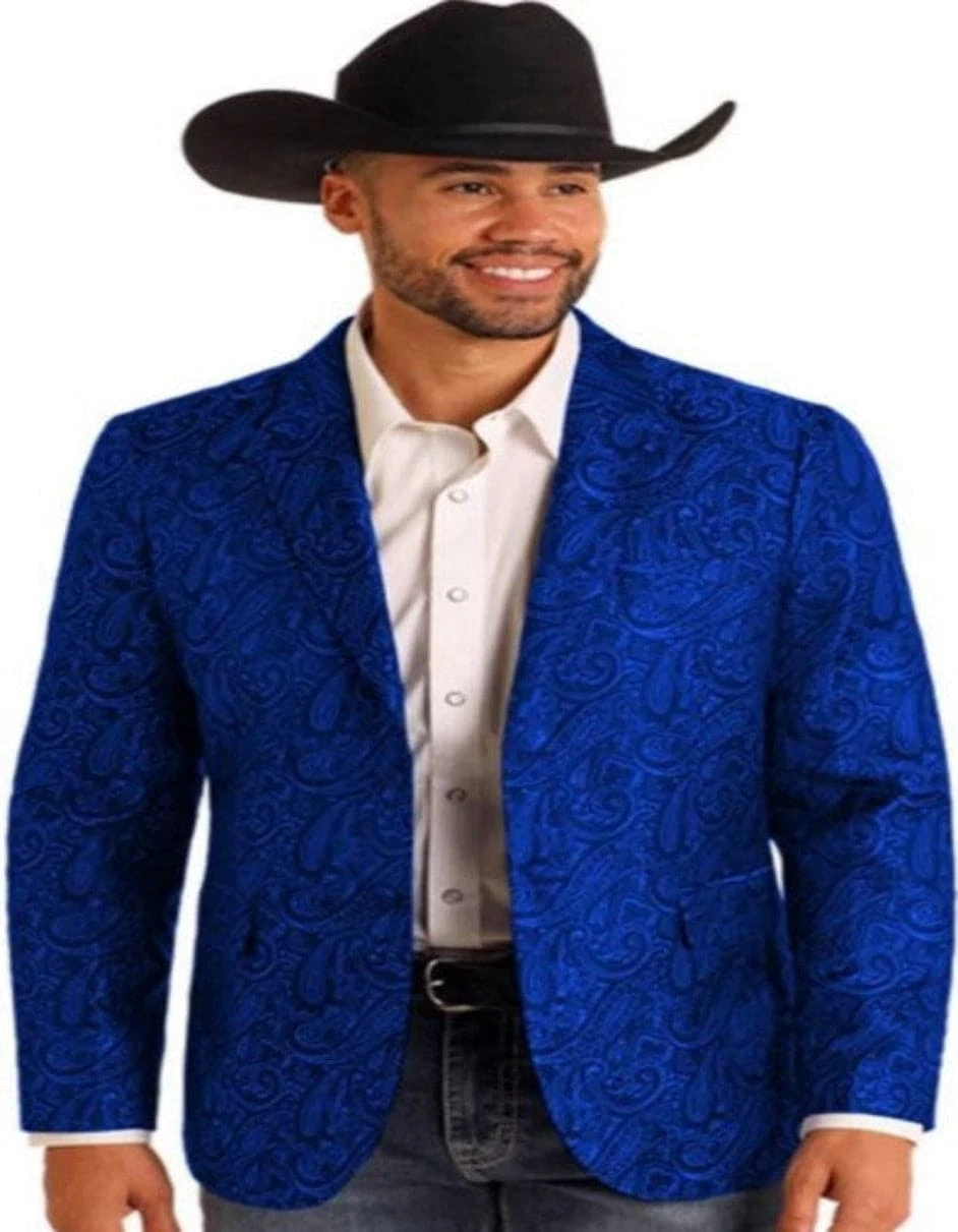 Western Blazer - Saco Vaquero Para Hombre - Paisley Blazer In Royal 1 Western Blazer - Saco Vaquero Para Hombre - Paisley Blazer In Royal