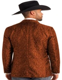 Western Blazer - Saco Vaquero Para Hombre - Paisley Blazer In Rust -Alberto Nardoni Shop Western Paisley Blazer in Color Rust