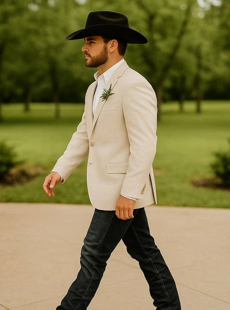 Light Tan Western Blazer - Sand Color 6 Light Tan Western Blazer - Sand Color - Image 6