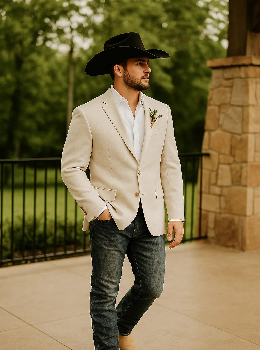 Light Tan Western Blazer - Sand Color 5 Light Tan Western Blazer - Sand Color - Image 5