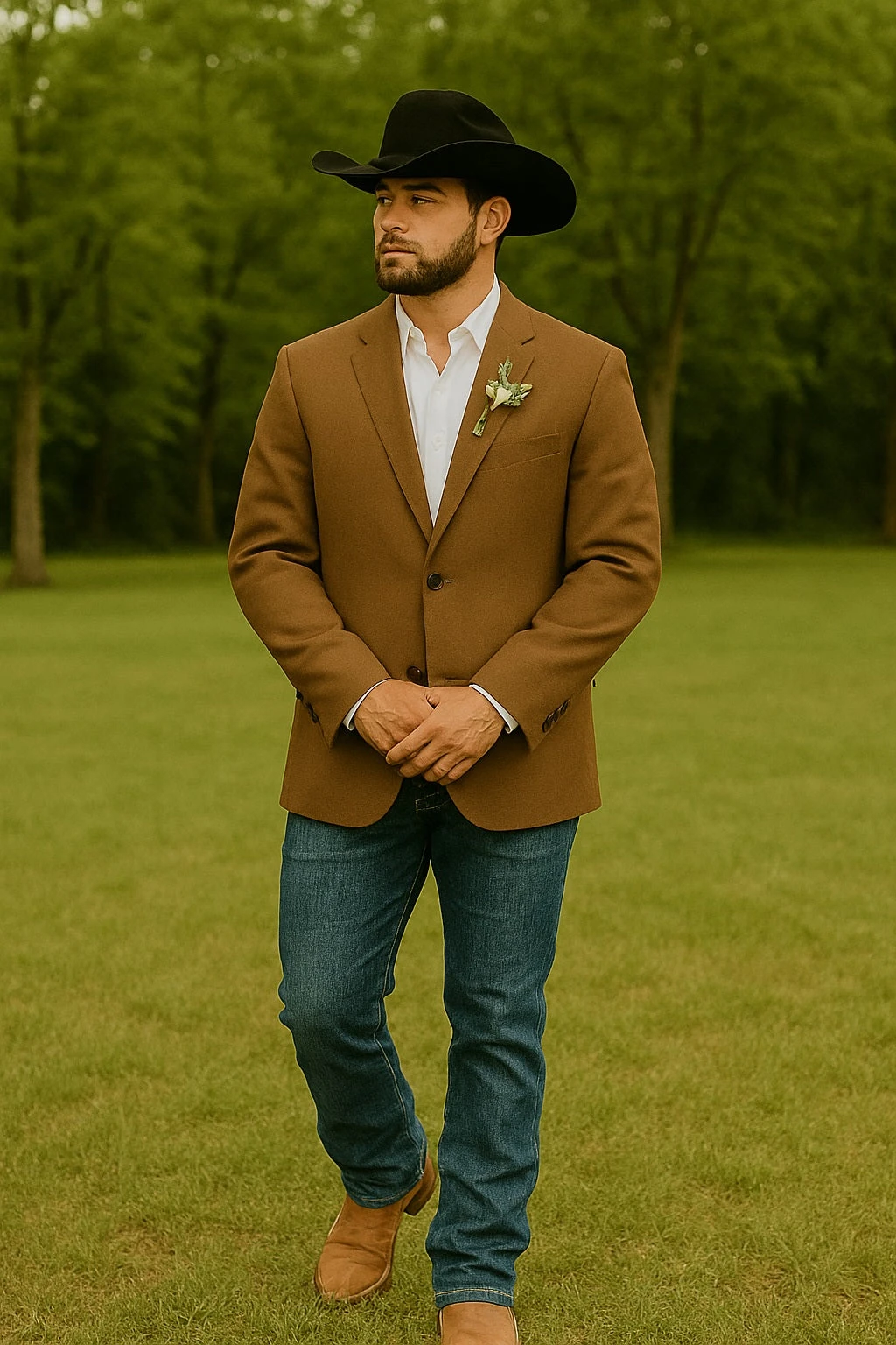 Light Tan Western Blazer - Sand Color 11 Light Tan Western Blazer - Sand Color - Image 11