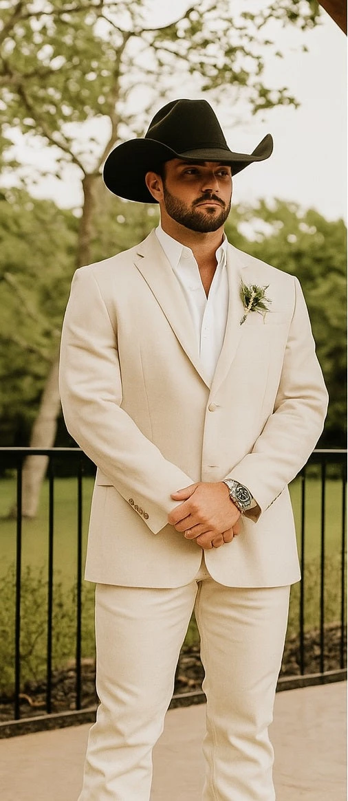 Light Tan Western Blazer - Sand Color 2 Light Tan Western Blazer - Sand Color - Image 2