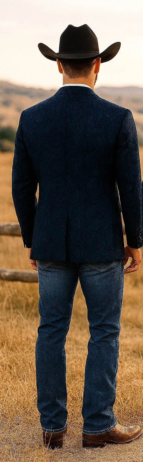 Western Blazers - Saco Vaquero Para Hombre - Paisley Blazer In Navy 5 Western Blazers - Saco Vaquero Para Hombre - Paisley Blazer In Navy - Image 5