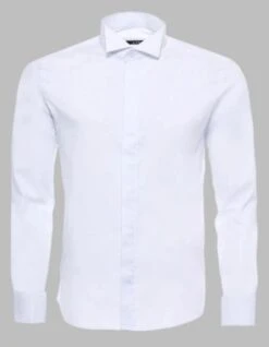 White Plain Stand Collar Formal Tuxedo Shirt