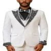 White Prom Tuxedo - Perfect Wedding Suit Vested Rhinestone Lapelled