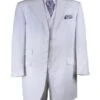 Mens Long Fashion Vested Tonal Pinstripe Zoot White Suit