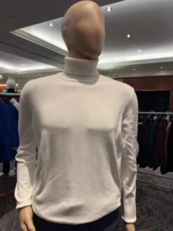 Turtleneck Sweater - Slim White And Cream Color