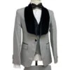 Grey Prom Suit - Gray Wedding Suit - Gray Tuxedo Mens Vested Designer Wide Shawl Tuxedo In Grey