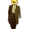 Mens Pimp Coat + Pimp Jacket Vest And Pants - Gangster Yellow Stripe Fabric Suit