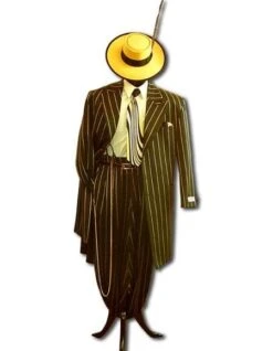 Mens Pimp Coat + Pimp Jacket Vest And Pants - Gangster Yellow Stripe Fabric Suit