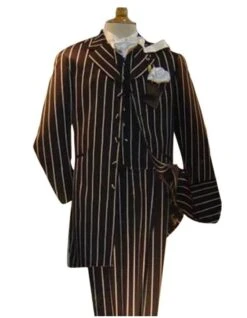 Pinstripe Zoot Suit Black And White Suit