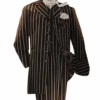 Mens Pimp Suit -Gangster Suit - Mobster Suit - Mafia Suit For Mens Vested Gangster Bold Pinstripe Zoot Suit In Black