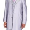 Mens 4 Button Vested Shiny Sharkskin Zoot Suit In Silver -Alberto Nardoni Shop ZootSuit