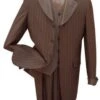 "Sharkskin Pinstripe Men's Zoot Suit With Vest - Brown Fashion" -Alberto Nardoni Shop abvXB11