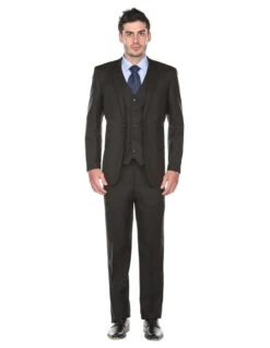 Affordable Groomsmen Suits Mens Regular Fit Vested Funeral Suit Black
