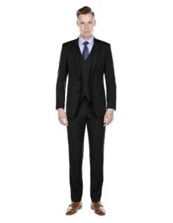 All Black Groomsmen Suit Mens Modern Fit Vested Suit Black