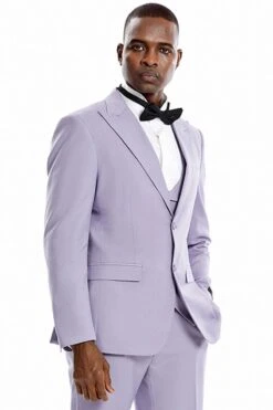 "Lavender Men's Wedding & Prom 2025 Suit - Two Button Vested Peak Lapel"