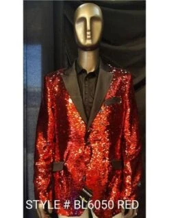 Big And Tall Mens Tuxedos - Red Shiny Sequin Tuxedo