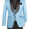 Light Blue Men's Slim Fit Paisley Wedding Tuxedo With Vest