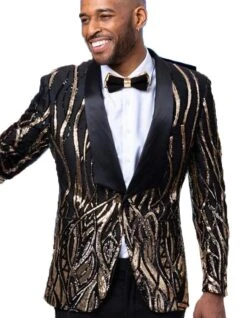 Black And Gold Prom Tuxedo