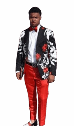Black And White And Red Floral Blazer - Flower Sport