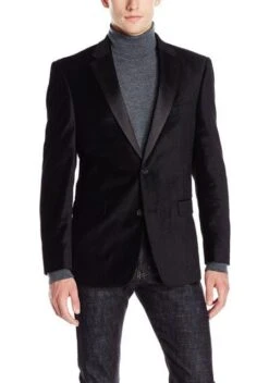 Black Big And Tall Blazer- Velvet ~ Men's Blazer Jacket / Sport Coat