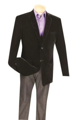 Black Big And Tall Blazers- Velvet ~ Sport Coat