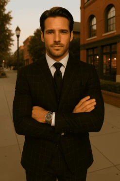 Wool Suit - Italian Made Business Suit By Statement Men's 3 Piece 100% Wool Fashion Suit - Modern Fit -Alberto Nardoni Shop black2 64556a3d dbaf 44fe b7b2 3ce9ffcde5f9