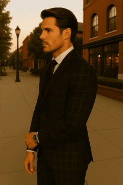 Wool Suit - Italian Made Business Suit By Statement Men's 3 Piece 100% Wool Fashion Suit - Modern Fit -Alberto Nardoni Shop black3 8a7794cd add3 462b a8d3 e95f1ded11f9