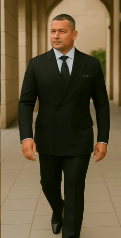 Wool Suit - Italian Made Business Suit By Statement Men's 2 Piece 100% Wool Double Breasted Suit - Micro Windowpane -Alberto Nardoni Shop black4 2bb358f7 61cd 4852 beab 9db9d7a357f2