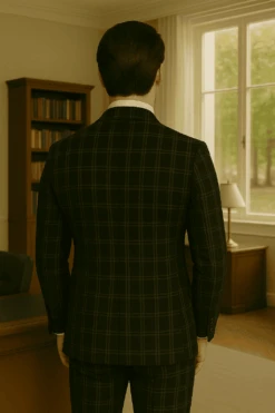 Wool Suit - Italian Made Business Suit By Statement Men's 3 Piece 100% Wool Modern Fit Suit - Plaid Pattern -Alberto Nardoni Shop black4 81d8ad99 d0ef 411c b9c3 02d1da561364