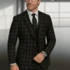 Wool Suit - Italian Made Business Suit By Statement Men's 3 Piece 100% Wool Modern Fit Suit - Plaid Pattern -Alberto Nardoni Shop black 8fa56b1d 8ec8 45c1 88b5 5b56bfe7c7de