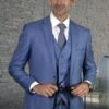 Blue Two Button Ultra Slim Fit Prom Suit / Wedding Suit In Steel