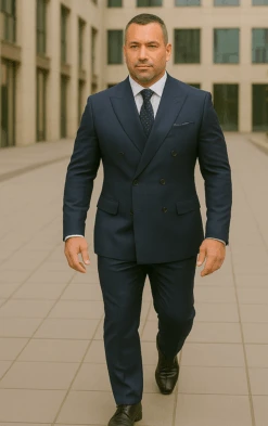 Wool Suit - Italian Made Business Suit By Statement Men's 2 Piece 100% Wool Double Breasted Suit - Micro Windowpane -Alberto Nardoni Shop blue4 cc7e19d4 2ca6 4abc 8e6d e1f3c666a7b4