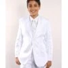 Boy White Suit - Boy's 5 Piece White Kids Sizes Suit Perfect For Toddler Suit Wedding Attire Outfits Vested W/ White Shirt, Tie & Hanky Stylish