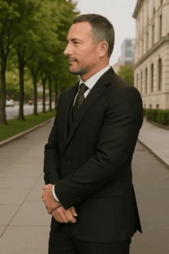 Wool Suit - Italian Made Business Suit By Statement Men's 3 Piece 100% Wool Modern Fit Suit - Solid Scoop Vest -Alberto Nardoni Shop charcoal3 a7609e98 6d23 4ac0 a541 12cfeeff2e88