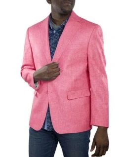 Colorful Blazer For Men - Men's Fuchsia One Ticket Pocket Summer Fabric Linen Fabric Blazer