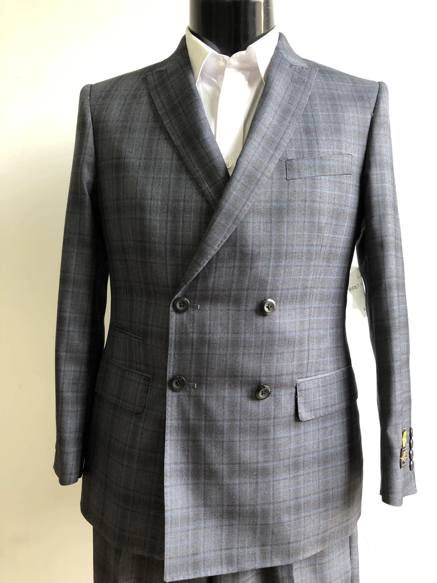 DB-Slim Charcoal Plaid - Wholesale Mens Suits - Wholesale Suits 1 DB-Slim Charcoal Plaid - Wholesale Mens Suits - Wholesale Suits