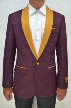Dinner Jacket - Burgundy/Gold - Mens Wholesale Blazers