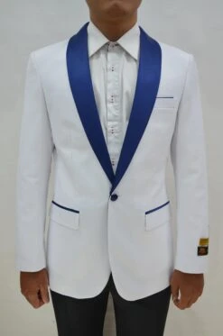 Dinner Jacket - White/Navy - Mens Wholesale Blazers