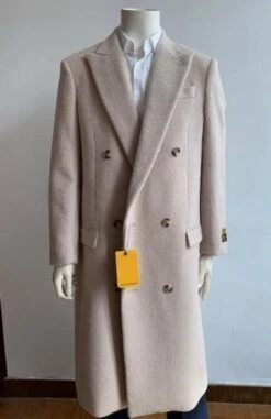 Double Breasted Overcoat - Wool Top Coat - Full Length Coat Cream - Wholesale Coat - Wholesale Winter Coats