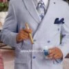 Double Breasted Seersucker Suit - Blue Suit - Summer Suit
