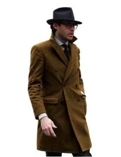 Double Breasted - Three Quarter Coat - Cashmere And Wool Topcoat + Style# Manhattan Camel