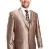 Men's Two Button Vested Shiny Sharkskin Wedding & Prom Fashion Suit In Dark Taupe
