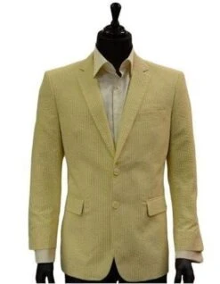 Pinstripe Blazer For Men - Bold Pinstripe Sport Jacket Perfect For Casual Or Dressy In Yellow