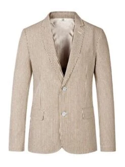 Pinstripe Blazer For Men - Bold Pinstripe Sport Jacket Perfect For Casual Or Dressy In Brown