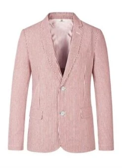Pinstripe Blazer For Men - Bold Pinstripe Sport Jacket Perfect For Casual Or Dressy In Brick