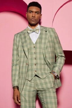 Green Plaid Suits - Mens 3 Piece Plaid Suit - Fashion Suit