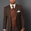 Statement ITALY Suit - Super 150's Wool Suit Statement Men's 3 Piece 100% Wool Fashion Suit - Classic Plaid Pattern