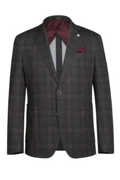 Western Sport Coat - Western Blazer Mens Slim Fit Patch Pocket Vintage Style Sports Coat Blazer In Charcoal Grey Windowpane Plaid